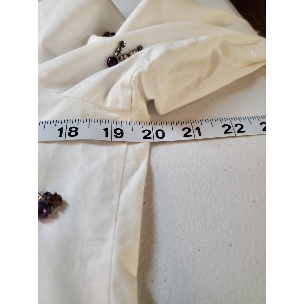 Anthropologie Dhruv Kapoor Embellished White Button Up Shirt Luxury Designer M - Picture 9 of 13